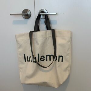 lululemon athletica Cream Tote Bag with dark green Straps